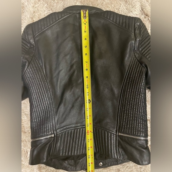 Zara TRF Quilted Motorcycle Black Crop Sheep Leather Silver Zip Size M Jacket. - Picture 9 of 9